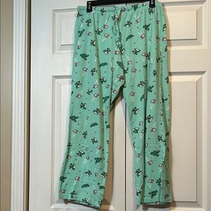 Peace Frogs -  Medium Green Pajama Pants with Frog Print